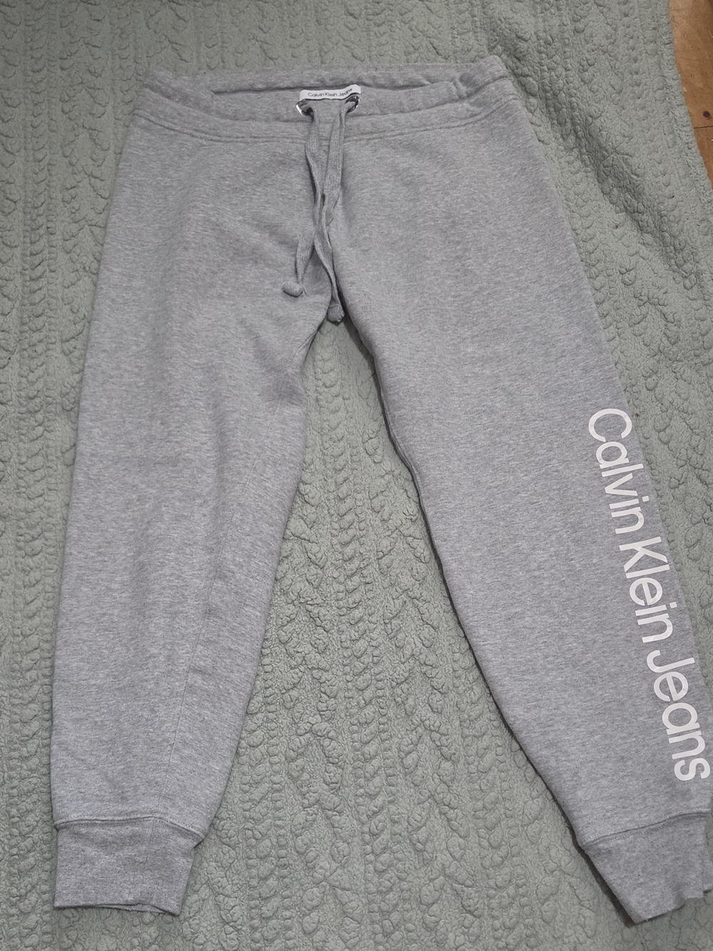 Calvin Klein Jeans Gray Logo Joggers with Side Branding